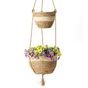La Jolie Muse Hanging Planter Basket Indoor Outdoor,Natural Seagrass Flower Plant Pots, Beige
