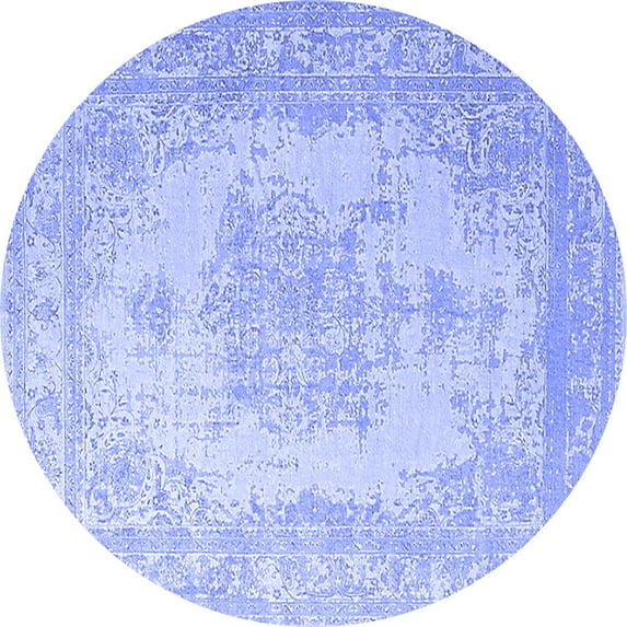 Ahgly Company Indoor Round Oriental Blue Industrial Area Rugs, 4' Round