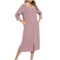 thumbnail image 2 of Wovix Long Nightgowns for Women Plus Size Loose 3/4 Sleeve Crewneck Nightshirt Soft Sleepwear Casual Loungwear, 2 of 4