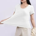 thumbnail image 4 of Women's Casual T-Shirt, Soft Stretch Cotton Blend Short Sleeve U-Neck Top for Everyday Comfort, Basic Solid Tee, 4 of 6