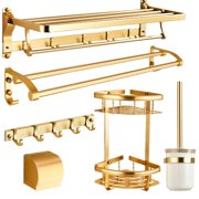 Modern Bathroom Accessories Set with Adjustable Towel Rack Rail Roll Tray Row Hook Double Tripod Toilet Brush High Quality Aluminum Material
