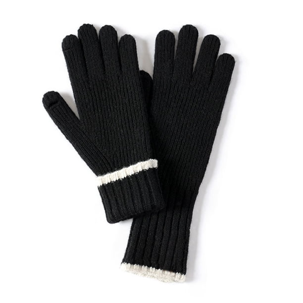 Guantes de invierno para mujer, cálidos guantes de punto de lana elásticos sin dedos con dedos para pantalla táctil 1107
