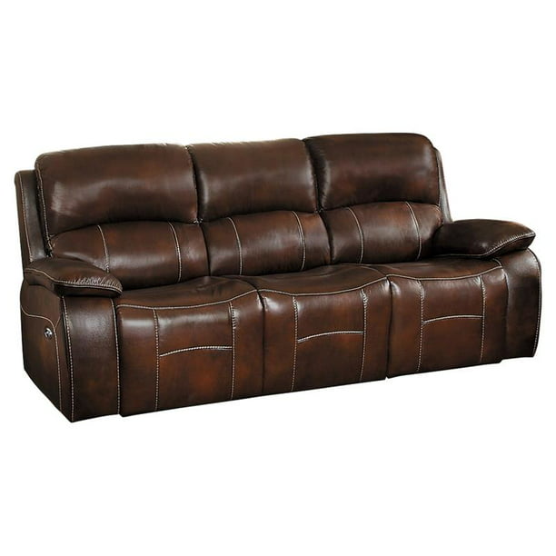 Lexicon Mahala Traditional Leather, Dark Brown Leather Reclining Couch