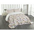 thumbnail image 3 of Ambesonne Flamingo Quilted Bedspread Set 3 Pcs, 80s Memphis Colorful, King Size, Multicolor, 3 of 5
