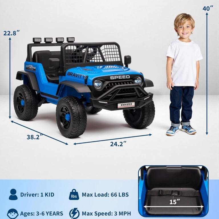 Quad Eléctrico Infantil Garvee 12V Con Mando A Distancia – 2 Motores De 35W, Luces LED, Música Y Suspensión, Para Niños +3 Años