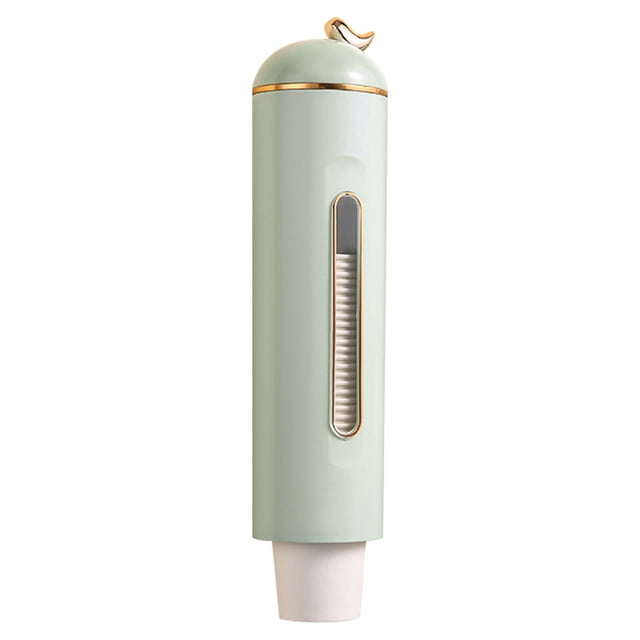 Dispensador de vasos de papel Dispensador de portavasos de agua tipo tirador montado en la pared con ventana transparente para el hogar, cocina, oficina, verde hierba