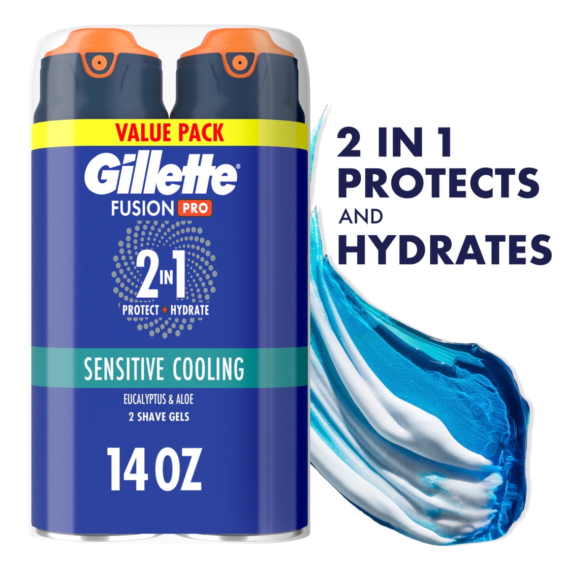 Gillette Pro Shaving Gel for Men, Fragrance Free, Twin Pack, 14 oz