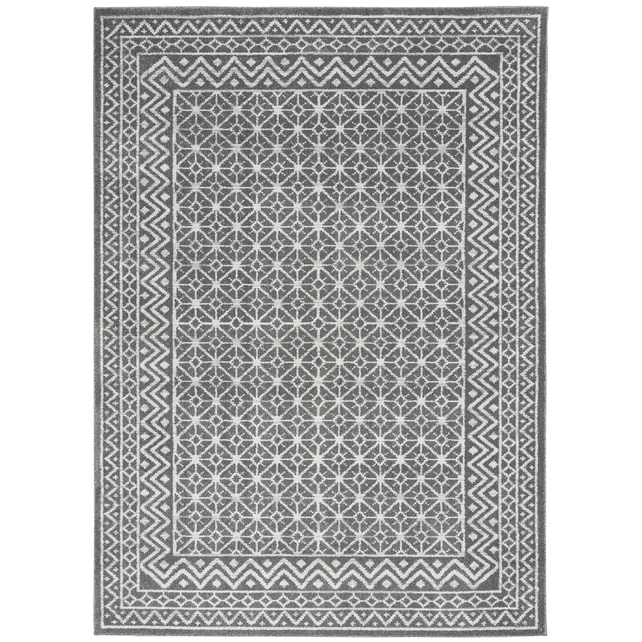 Nourison Palermo 5'3" x 7'3" Charcoal Silver Bohemian Indoor Rug