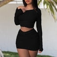 thumbnail image 4 of Conjuntos de falda corta de punto para mujer Estilo Y2K Traje de vacaciones sin espalda con ombligo expuesto FLhrweasw Nuevo, 4 of 9