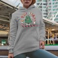 thumbnail image 2 of Distressed Tis the Season - Retro Christmas Tree with Lights Art Merch Gift, Heather Grey Hooded Sweatshirt or Hoodie, 2XL, 2 of 5