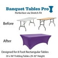 thumbnail image 3 of Purple 8 Foot 30x96 Stretch Spandex Table Cover by Banquet Tables Pro, 3 of 5
