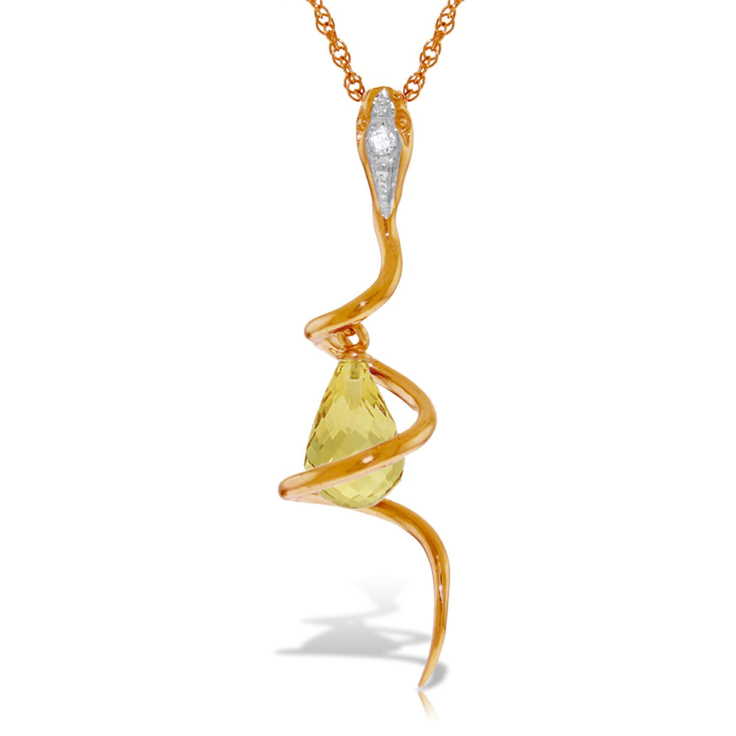ALARRI 14K Solid Rose Gold Heart Necklace w/ Natural Citrine with 22 Inch Chain Length 