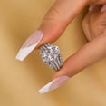 thumbnail image 2 of Dash Jewel 14k White Gold Plated Wedding Ring - 1.9 Ct Oval Cut VVS1/D Lab Created Simulated Diamond Women's Engagement Ring for Her - Bridal Set Solitaire with Accents Wedding Ring for Women's, 2 of 2