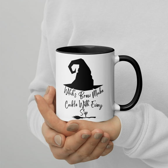 White Ceramic Colored Mug-Witch's Brew Mocha (Black, 11 oz)