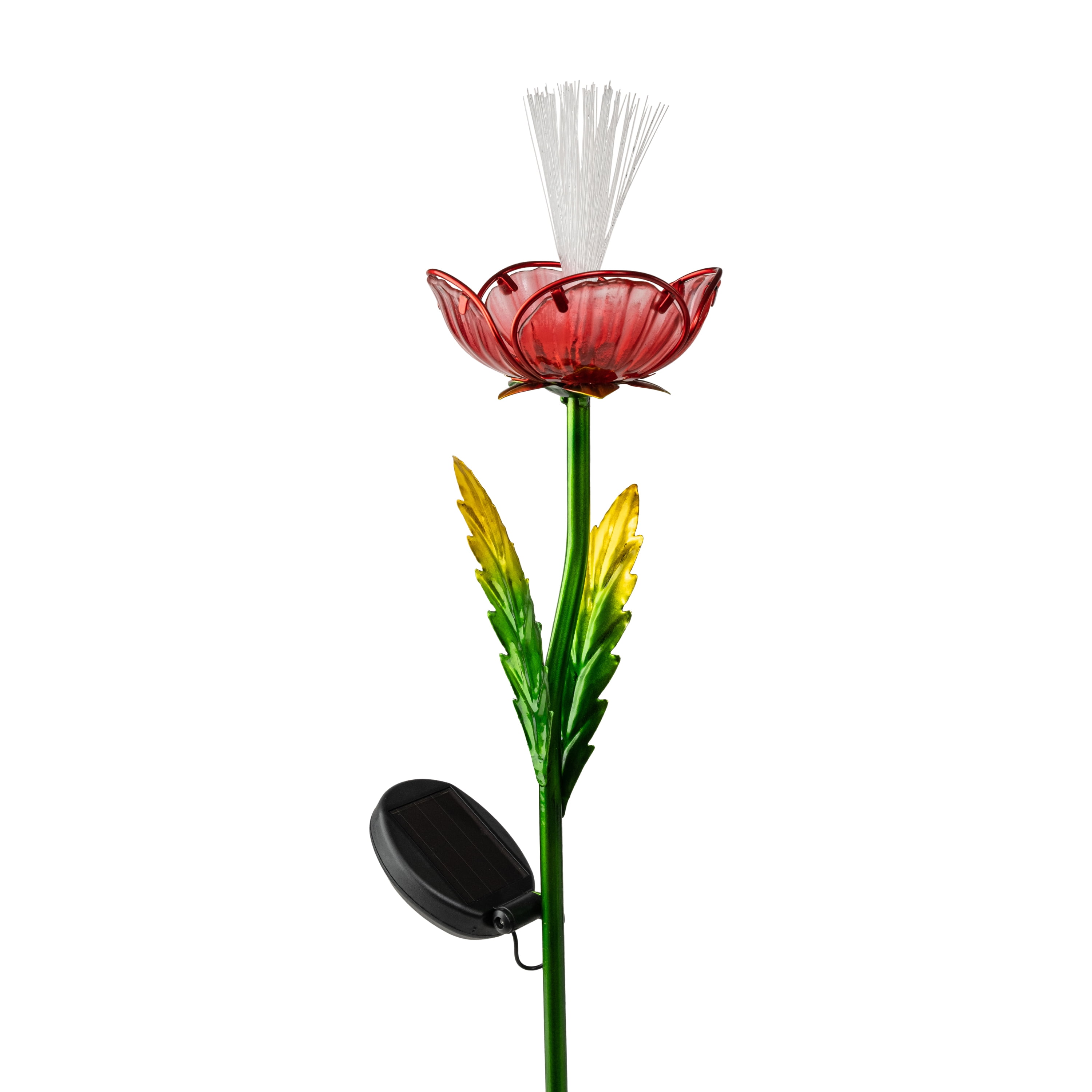 Better Homes & Gardens Solar LED Red Rose Glass & Metal Stake Light Outdoor Décor, 6.5"W x 4.72"D x 31.5"H, 0.89 lb weight