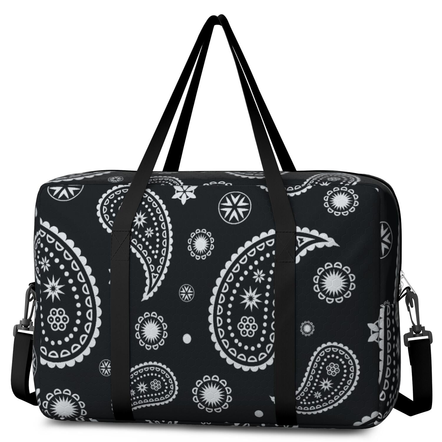 For Spirit Airlines Personal Item Bag 18x14x8 Inch, Floral Paisely Weekender Travel Bag, Foldable Travel Duffel Bag Underseat Carry on Bag with Luggage Sleeve for Women and Men 30L
