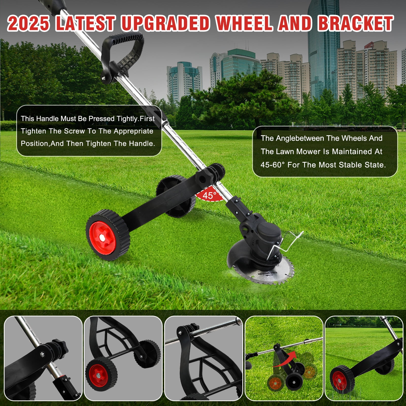 Cordless String Trimmer with Wheels and Leaf Blower Combo Kit, Weed Eaters with 3 Types Blades, Electric Leaf Blower with 2*6.0Ah Battery & Charger