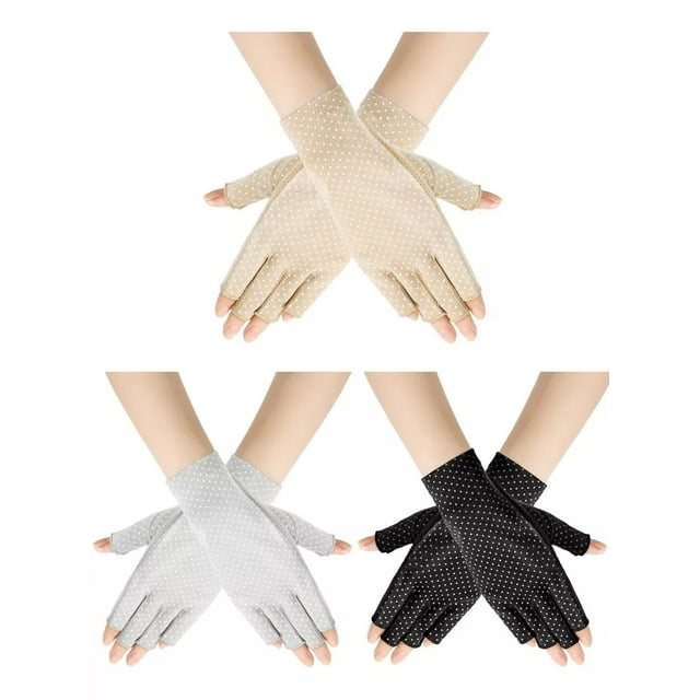 3 Pares Guantes Sin Dedos Con Protección Uv Antideslizante