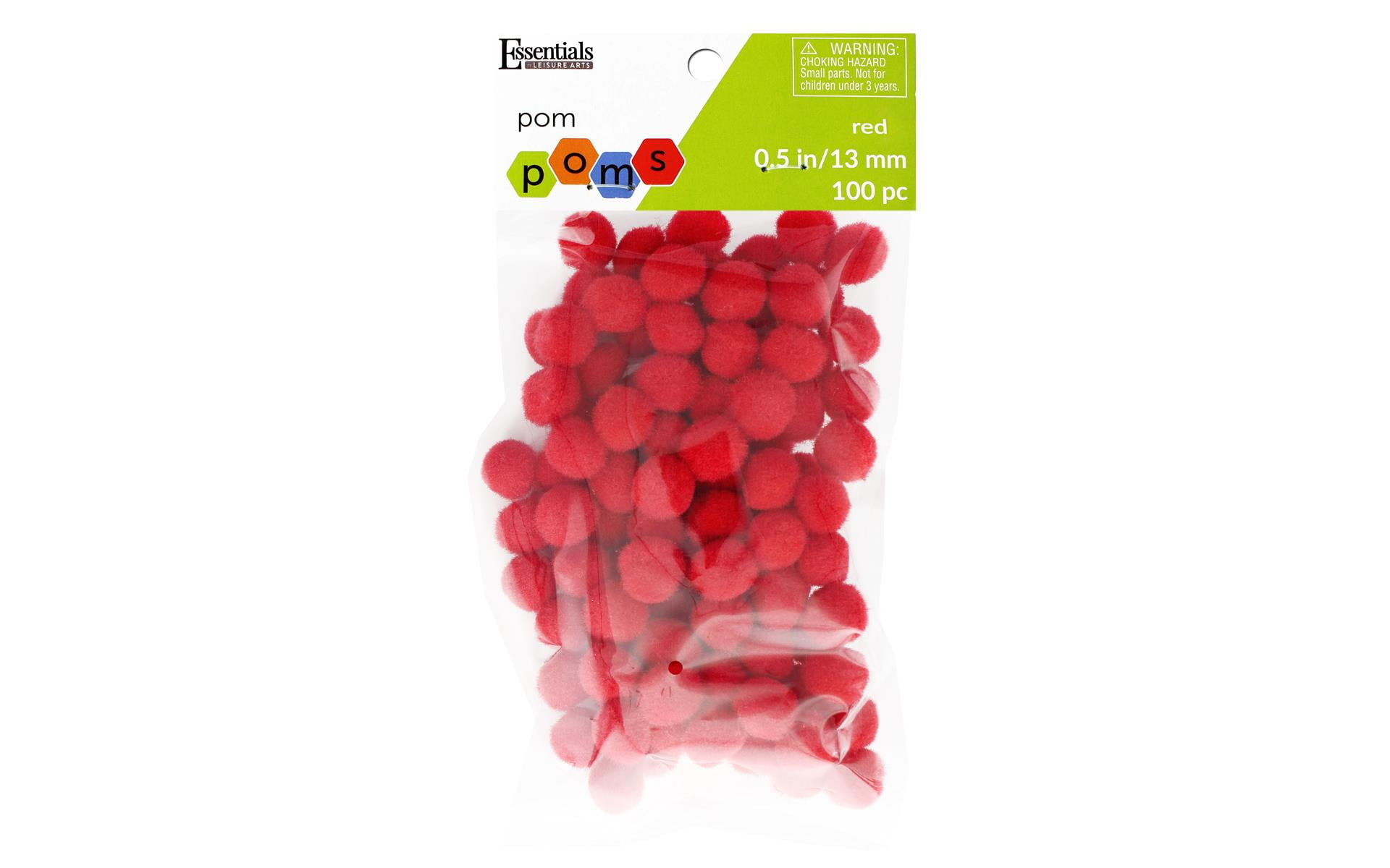 Essentials By Leisure Pom Pom 1/2' Red 100pc