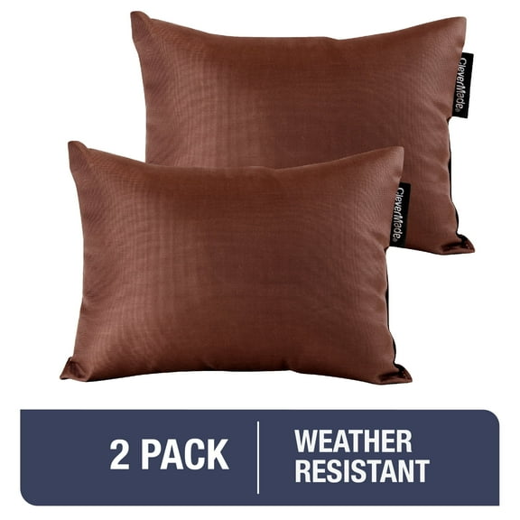 CleverMade Outdoor Chair Pillows with Elastic Band, Mocha