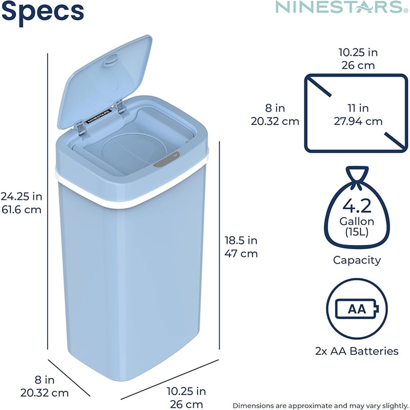 NPT-16-1 Automatic Touchless Motion Sensor Diaper Disposal Trash Can with lid, 4.2 gallon/16 L, Pink, Plastic