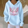 thumbnail image 2 of Ozmmyan Womens Fall Sweatshirt Hooded Breast Cancer Awareness Wing Print Long Sleeve Oversized Casual Pullover Sweatshirt with Pocket Winter, 2 of 4