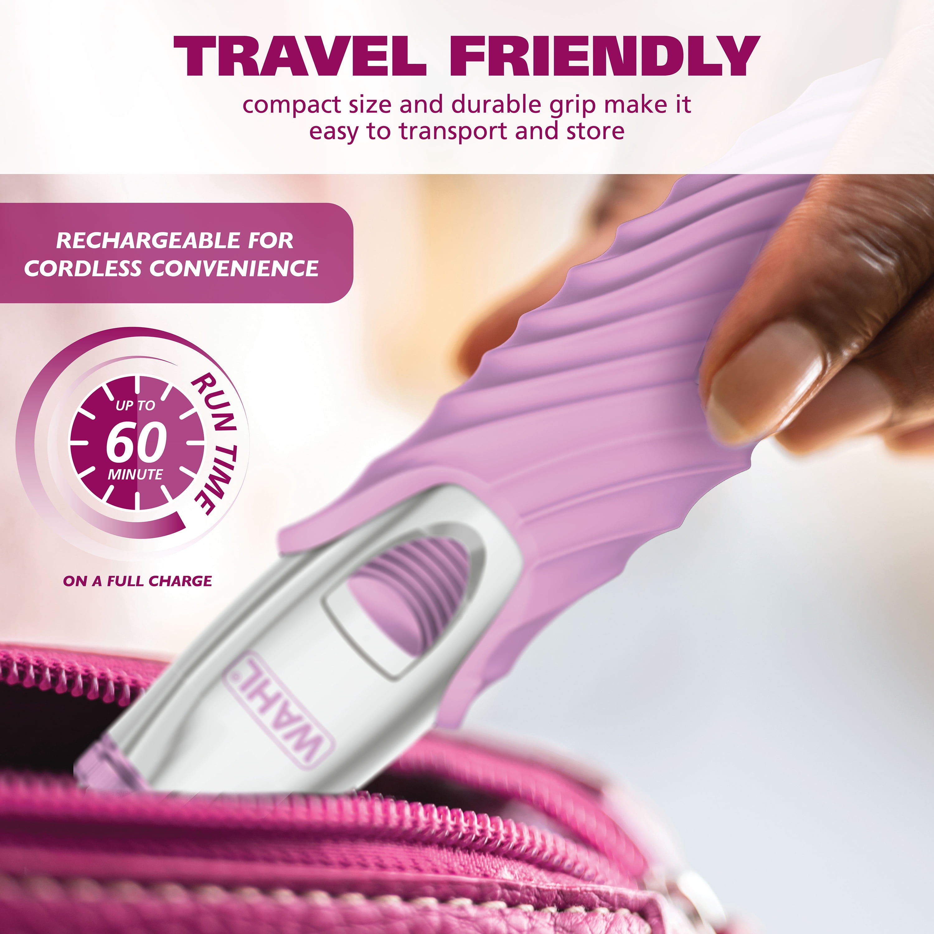 Wahl Be Radiant Facial Refiner, Wet/Dry Trim Shave, Rechargeable Pink-Silver - 3031334