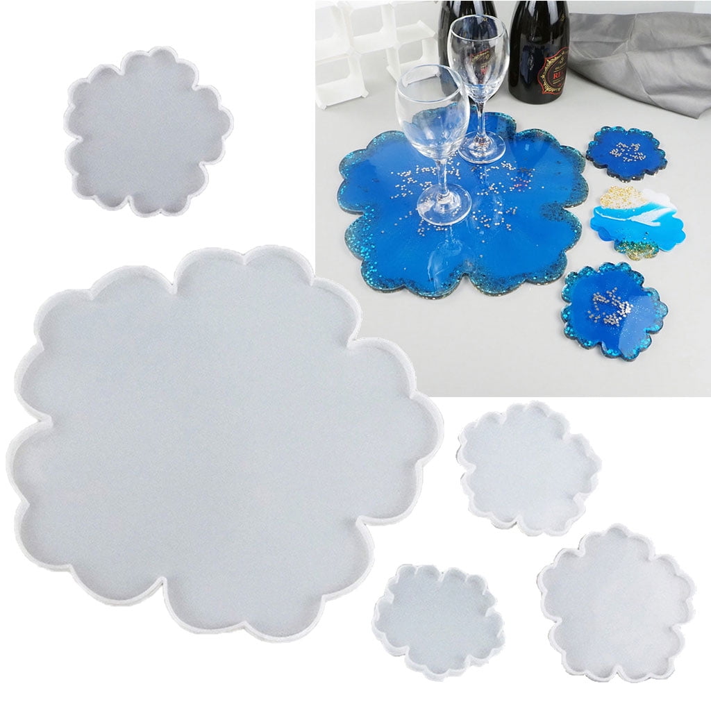 WINDLAND 5Pcs Coaster Resin Molds Resin Coaster Tea Mat Molds Art Craft Tools DIY Epoxy