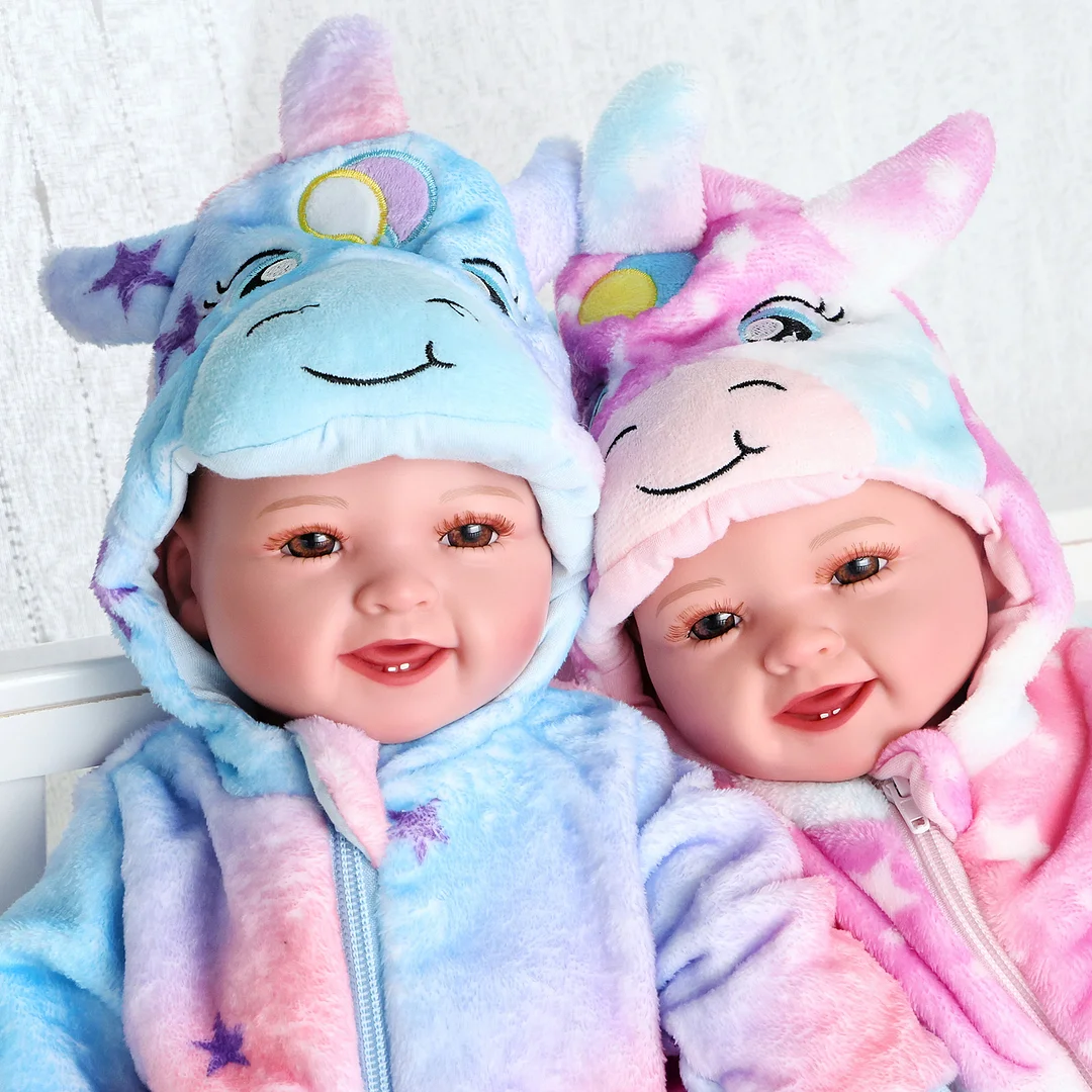BABESIDE 17 Inch Lifelike Baby Dolls Twins Boy Girl Soft Vinyl Real Life Baby Dolls with Clothes and Toy Gift for Kids Age 3+