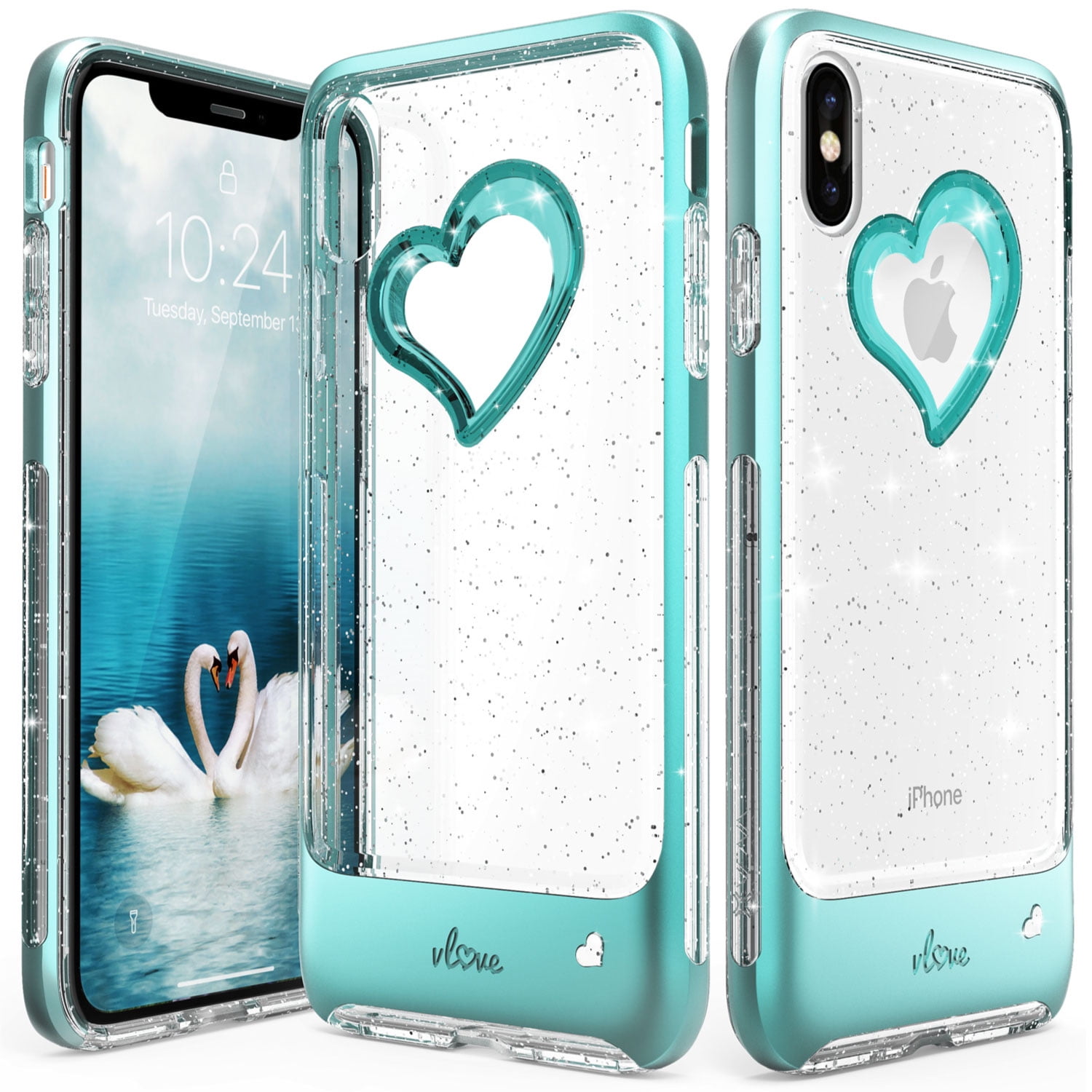 Vena Glitter Heart Case Slim Dual Layer Protection Compatible with
