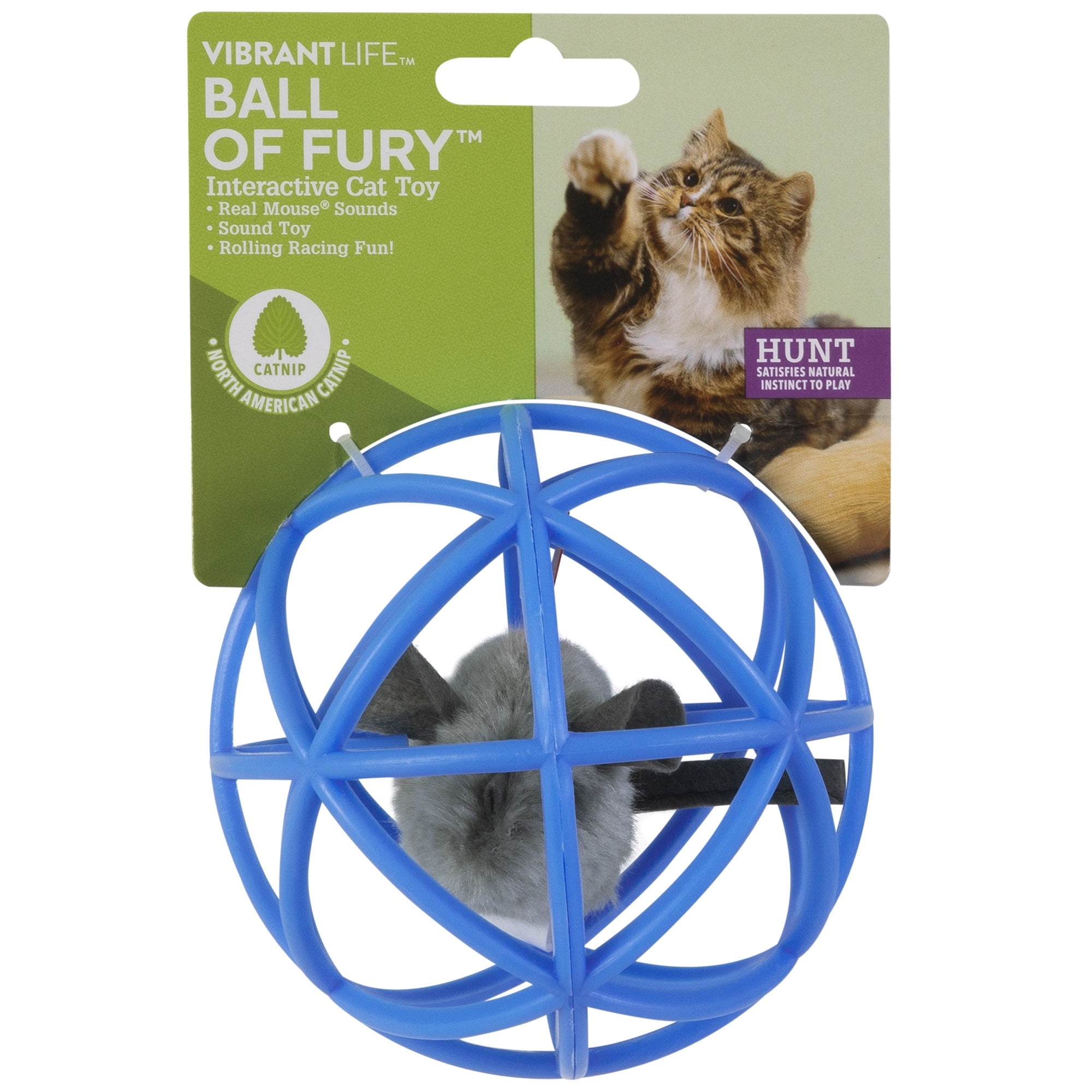 Vibrant Life Ball of Fury Interactive Squeaking Mouse Cat Toy for Cats and Kittens