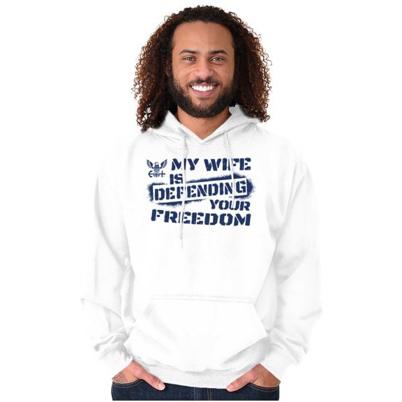 US Navy Logo Wife Defending Freedom Hoodie Hooded Sweatshirt Men Brisco Brands M