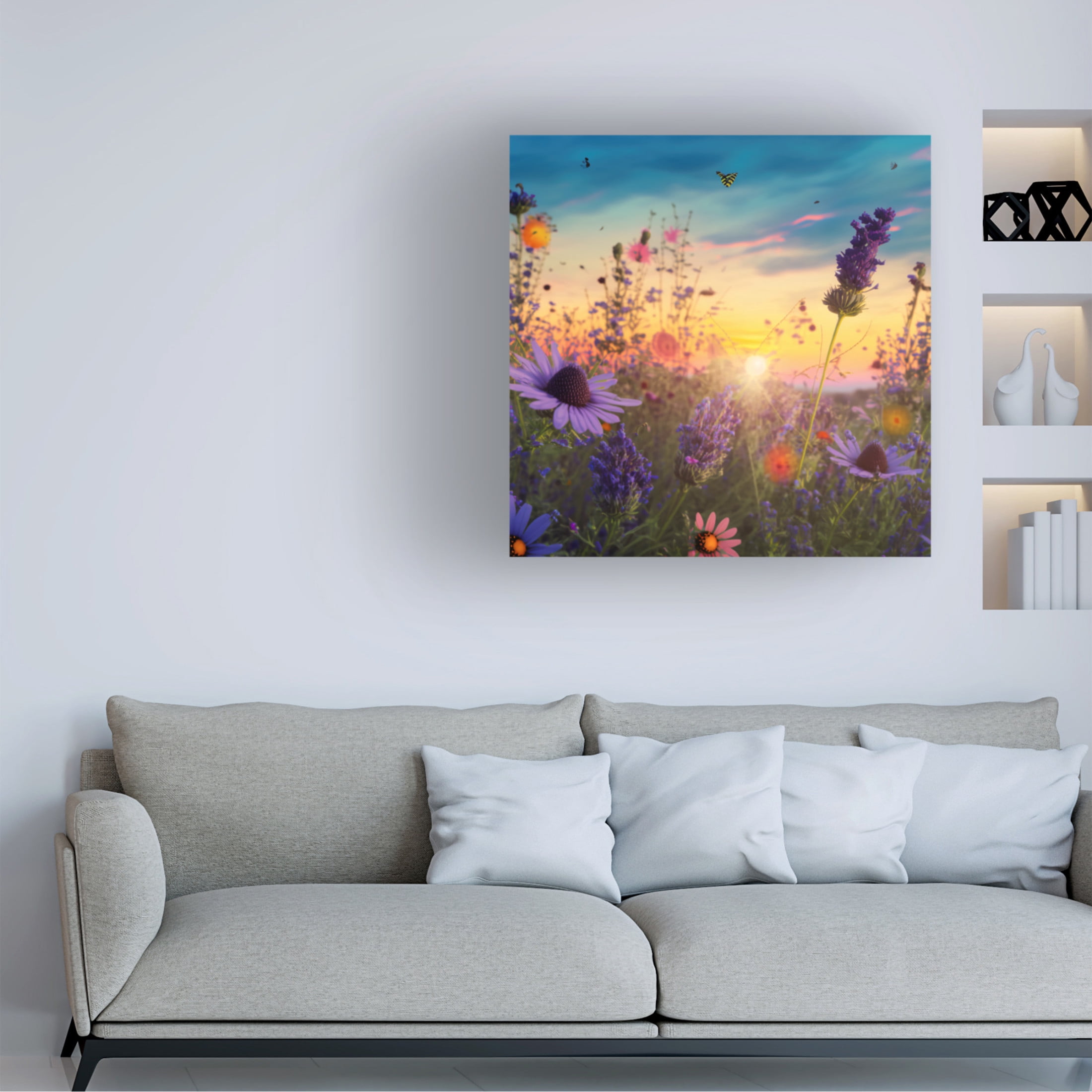 Canvas Wall Art - Ray Heere 'Flowering Fields 8' Wall Art for Living Room, Bedroom, or Office Décor by Trademark Fine Art - 35 x 35 Inches