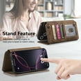 thumbnail image 3 of Allytechgroup PU Leather Case for iPhone 16 Pro Max, Built-in Credit Card Slot RFID Blocking Stand Zipper Storage Design Wallet Function Anti-seismic Anti-drop Shockproof Cover for Women Men, Brown, 3 of 6