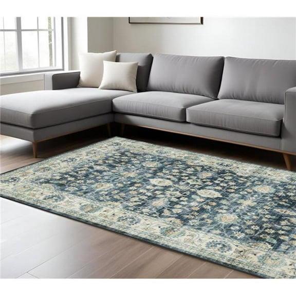 HomeRoots 574706 8 x 10 ft. Oriental Distressed Rectangle Area Rug, Blue & Ivory