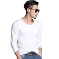 thumbnail image 3 of Casual Men Solid O Collar Manga larga Slim Fit Muscle T-Shirts (Blanco) (4XL) Ndcxsfigh Para estrenar, 3 of 6