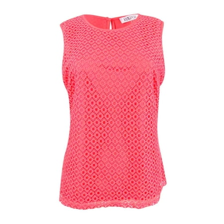 - Kasper Women's Petite Crochet-Overlay Shell Top
