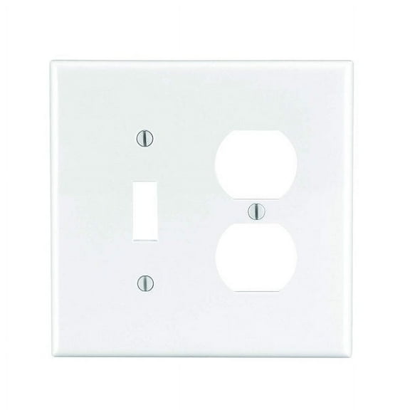 Leviton 2-Gang,1-Toggle,1-Duplex,Combination Wallplate,Midway Size White/25 Each