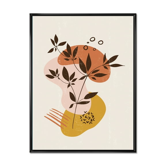Designart 'Minimalist Shapes With Ancient Plant II' Modern Framed Canvas Wall Art Print