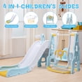 thumbnail image 3 of 4-In-1 Kids Slide For Toddlers Age 1-3 Slide And Swing Set,Indoor Playground For Children,Freestanding Outdoor Slides With Basketball Hoop,Outside Climber Playhouses,Baby Climbing Toys,Blue, 3 of 7