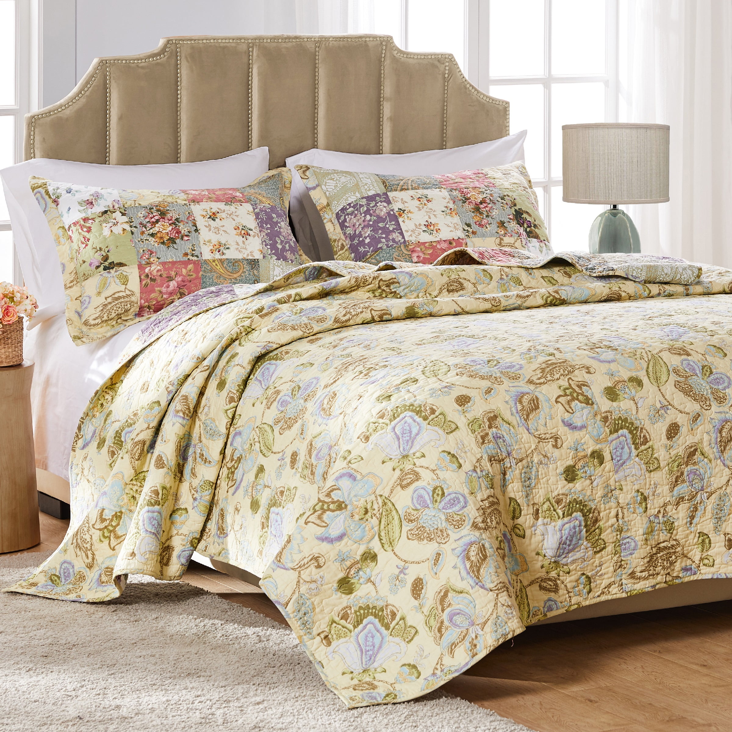 Global Trends Carmel 100% Cotton Patchwork Quilt and Pillow Sham Set, Adult, 2-Piece Twin/XL