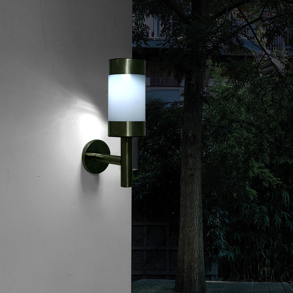 Kritne 2Pcs Stainless Steel LED Solar Power Wall Mount Light Outdoor