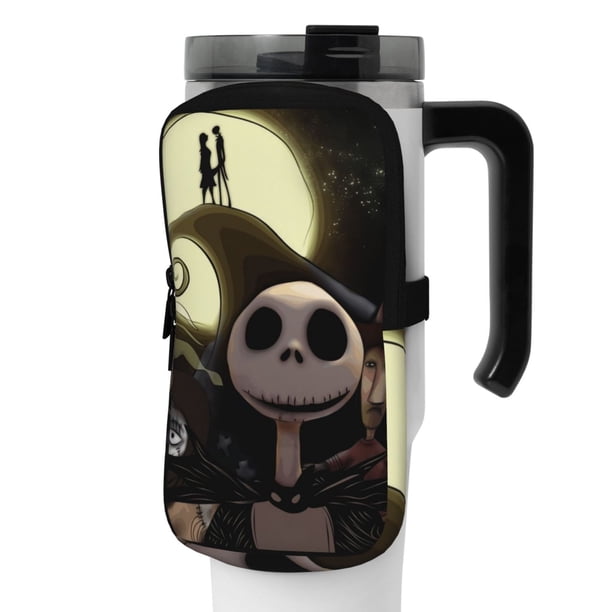 Bolsa para botella de agua deportiva y brazalete de Pesadilla antes de Navidad para accesorios de taza, yoga, gimnasio, bolsa para botella de agua deportiva para hombres y mujeres, color negro