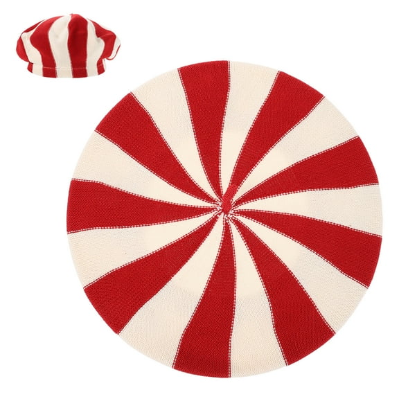 HOOWIFFY Women French Beret Hat Knitted Red Cap 1 Set for Casual Outings and Travel