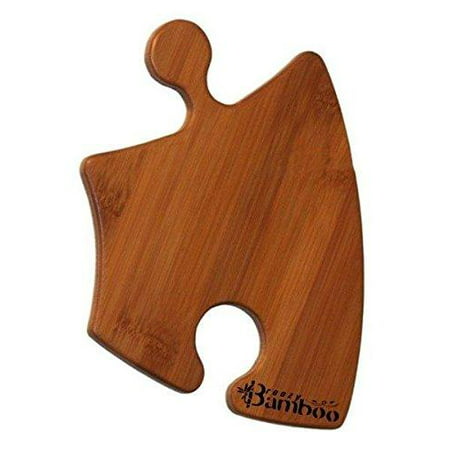 Hot Sale Price - PLUS Buy 3 Get 1 Free! Bamboo Appetizer Plate or Cutting Board - Curved Puzzle Piece Holds Hors d'Oeuvres and Wine Glass for a Touch of