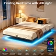 thumbnail image 3 of Awesofurni Floating Bed Frame Queen with Smart LED Lights and Charging Station, Modern Metal Platform Bed Frame, No Box Spring Needed, Black, 3 of 9