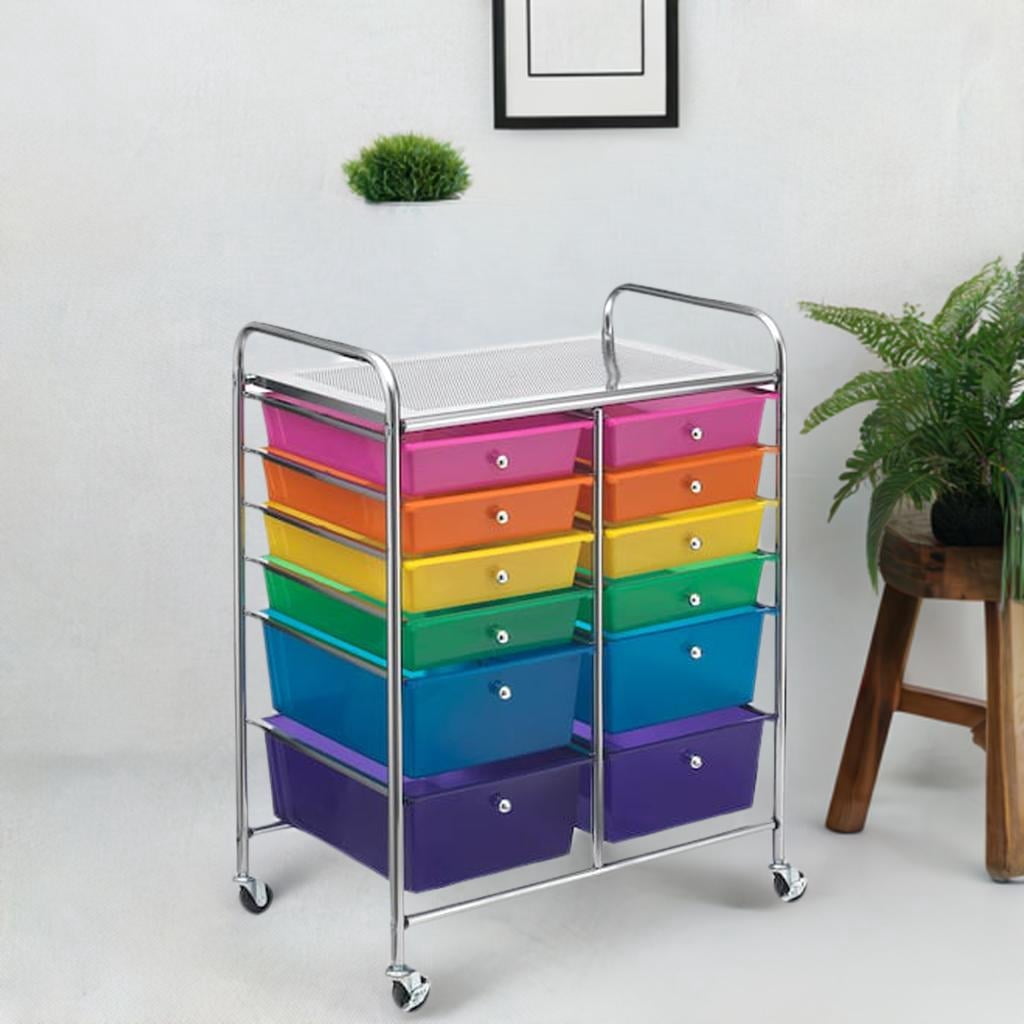 Multicolor 12 Drawer Rolling Cart by Simply Tidy - Storage Cart for Crafting Supplies - Home - Office - and School Organization - 1 Pack