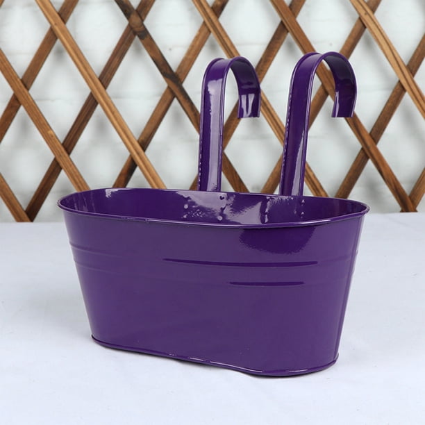 Outdoor Plants Planter Black Metal Iron Hanging Flower Pots Decks Railings Fence Buckets Modern Boho Style Wall Mount Window Box Plant Holder Hooks Porch