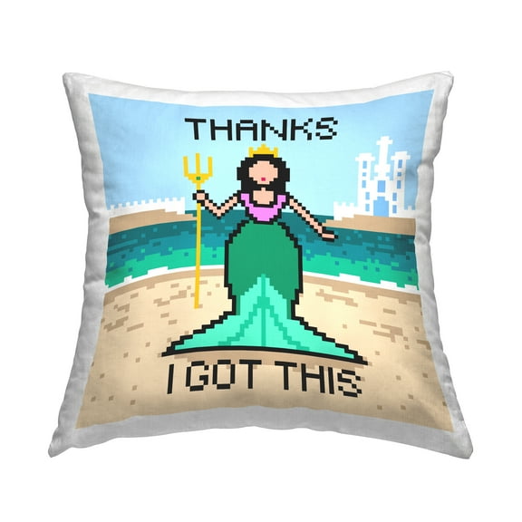 Stupell Industries I Got This Pixel Mermaid Decorative Printed Throw Pillow Design by Grace Popp .