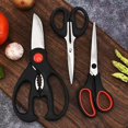 thumbnail image 2 of Juego de tijeras de cocina con tapa y asas antideslizantes, color negro, juego de tijeras de 3 piezas, tijeras de cocina multifunción, juego de tijeras utilitarias, 2 of 5